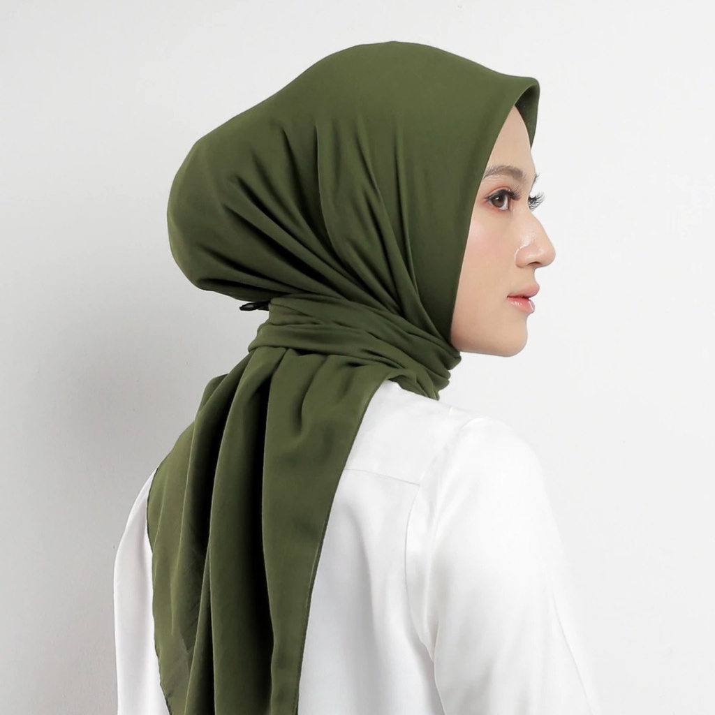 Hijab Segiempat Potton Square Premium - Kerudung Basic Polly Cotton Polos Terbaru - Jilbab Segi Empat Pollycotton-ARMY