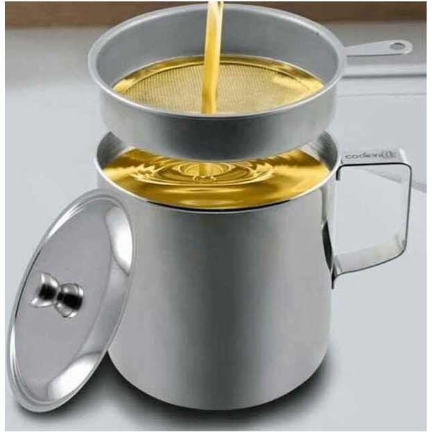 OIL POT 1200 ML / SARINGAN STAINLESS STEEL MINYAK GORENG / OIL POT SARINGAN STAINLESS MINYAK GORENG SISA TEMPAT JELANTAH