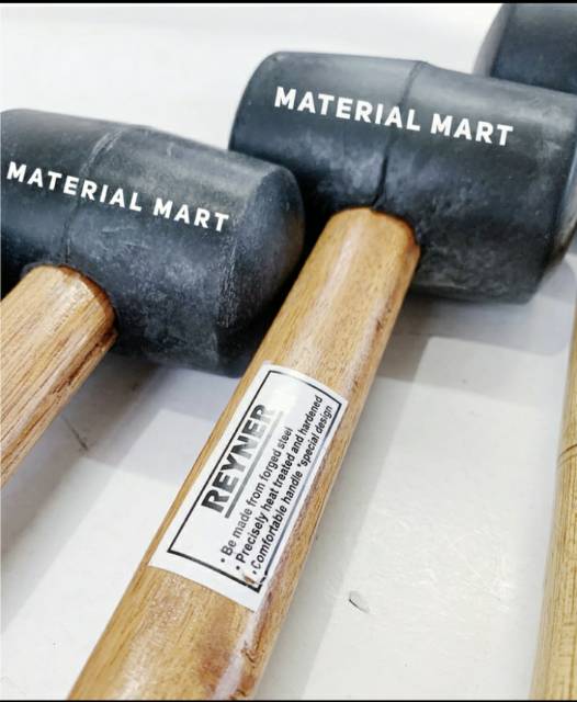 Palu Karet Hitam Gagang Kayu 8oz | Palu Keramik Bagus 8 oz | Hammer | Material mart