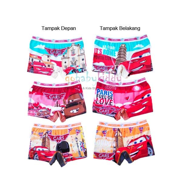 Celana Dalam Renang Boxer Anak 3 Pcs Cars Boy - BAD10