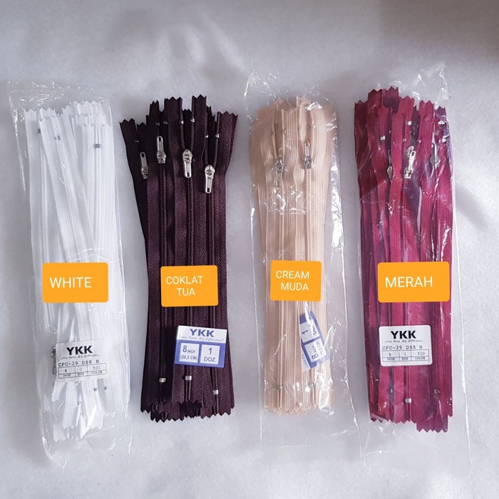 

TERLENGKAP RESLETING 20CM YKK - INFO WARNA, ISI 1 LUSIN