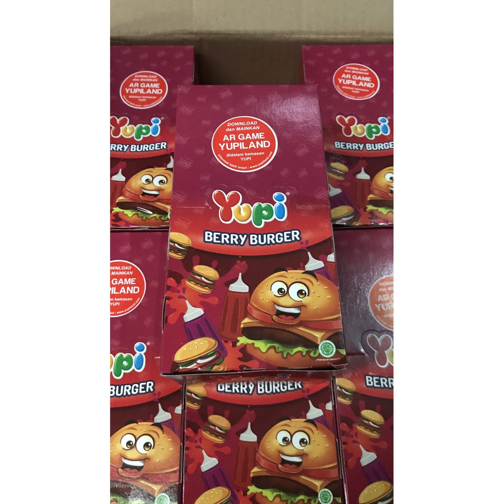 

Yupi Berry Burger 1 Pak Box Dus 12 Pcs Permen Jelly Manis HHR139