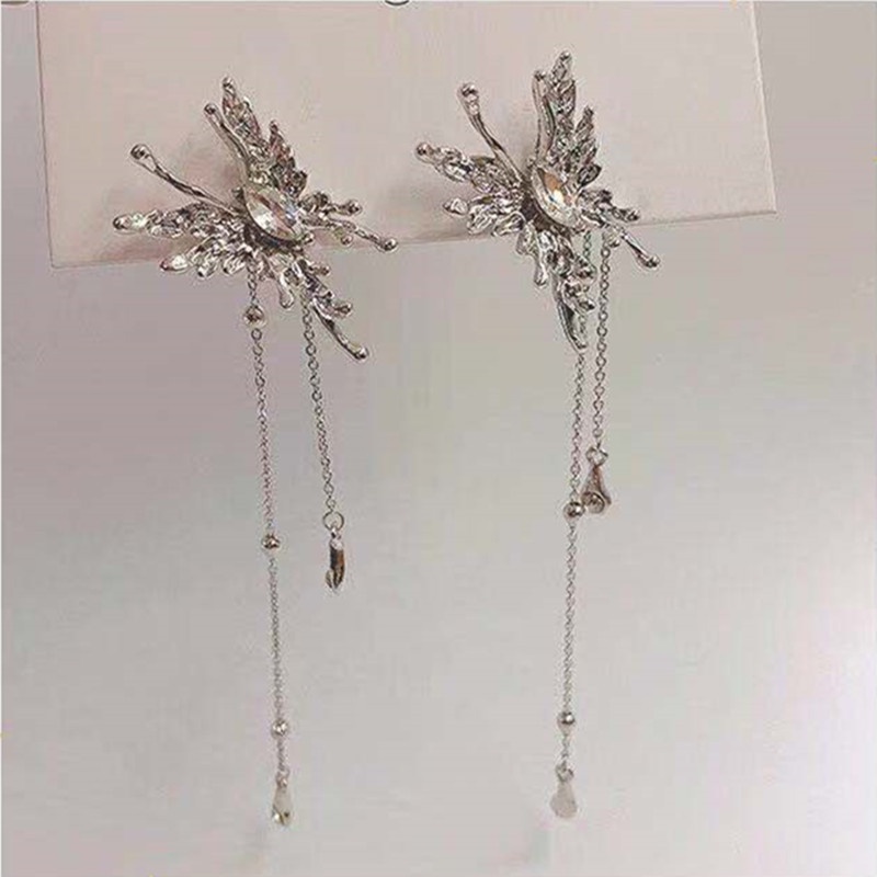 Anting Gantung Panjang Model Sayap Kupukupu Bahan Sterling Silver 925 Gaya Retro Untuk Wanita