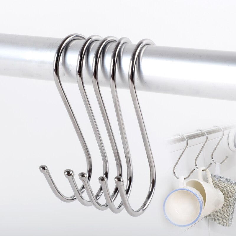 10pcs / set Kait Gantungan Baju Bentuk S Bahan Stainless Steel Untuk Kamar Mandi / Dapur