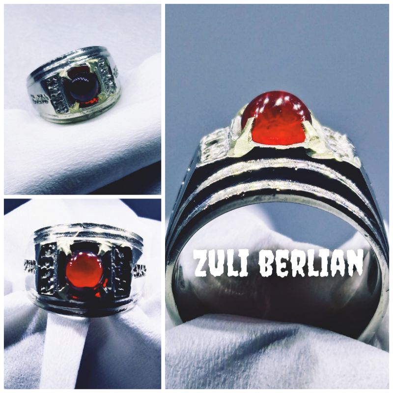 Cincin batu merah siam bulat