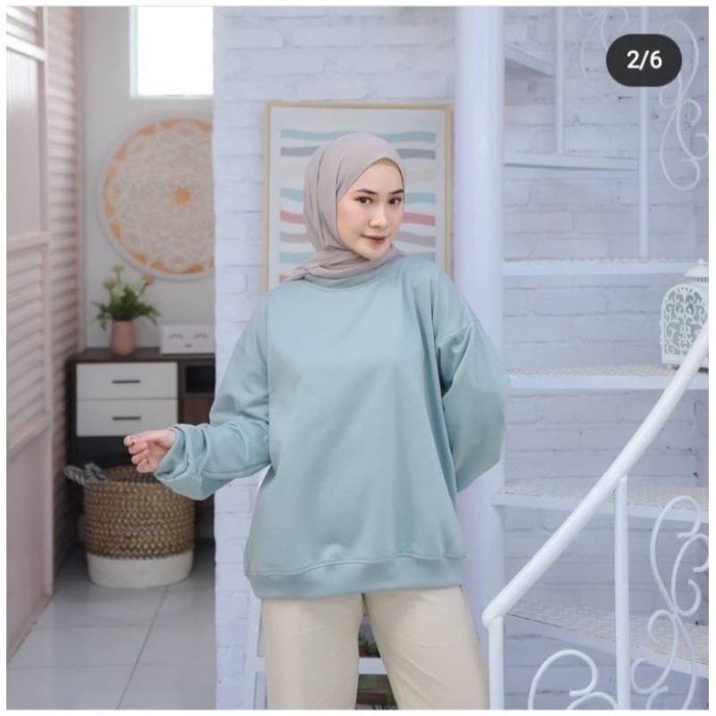 Sweater Polos Oversize Wanita dan Pria - Sweatshirt Basic Jumbo - Size XXL - Big Size - Bahan Fleece