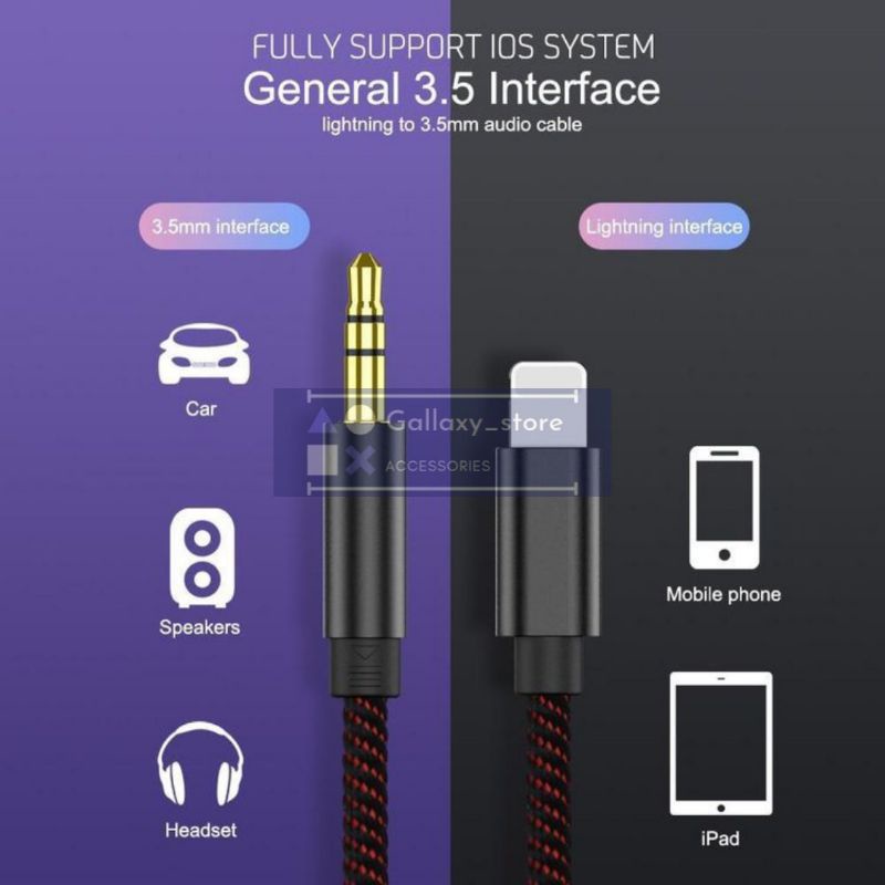 LIGHTNING TO 3.5mm AUX AUDIO ADAPTER CABLE GL-060 100cm