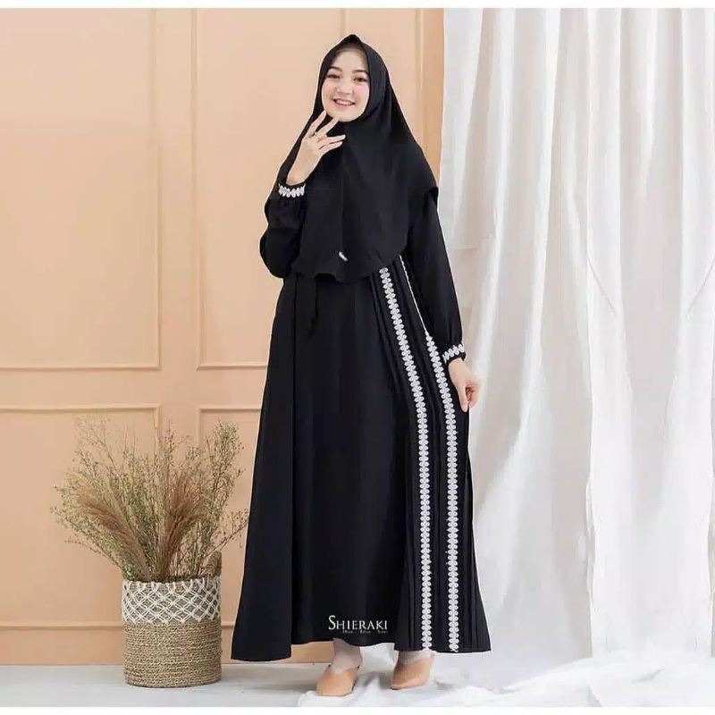 Denada syar'iterbaru | dress hijabcasual | pakaian dress khimar | pakaian wanita(DRESS+KHIMAR)2023