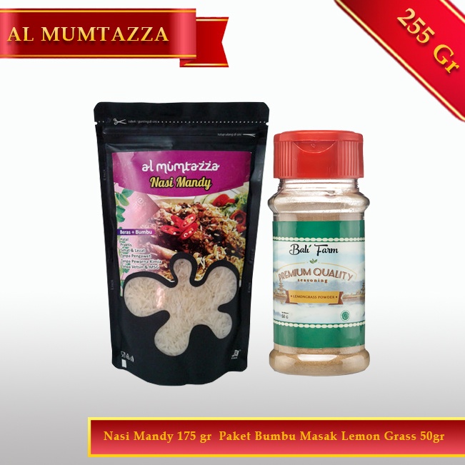 

Al Mumtazza Nasi Timur Tengah Mandhy 175gr Paket Bumbu Masak Lemon Grass 50 gr ( Paket Masak Komplit )