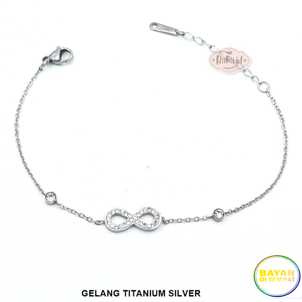 Gelang Tangan Wanita Gelang TITANIUM Motif Infinity 8 Perhiasan Wanita Berkualitas 1047