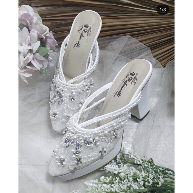 sepatu melani putih cantik sepatu wedding cantik 9cm