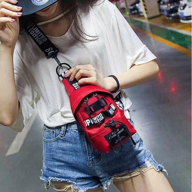 Waistbag-TRM WATERPROOF LIPAT 1AX802 orange  WANITA/PRIA bahan import tas korean anisa sabyan