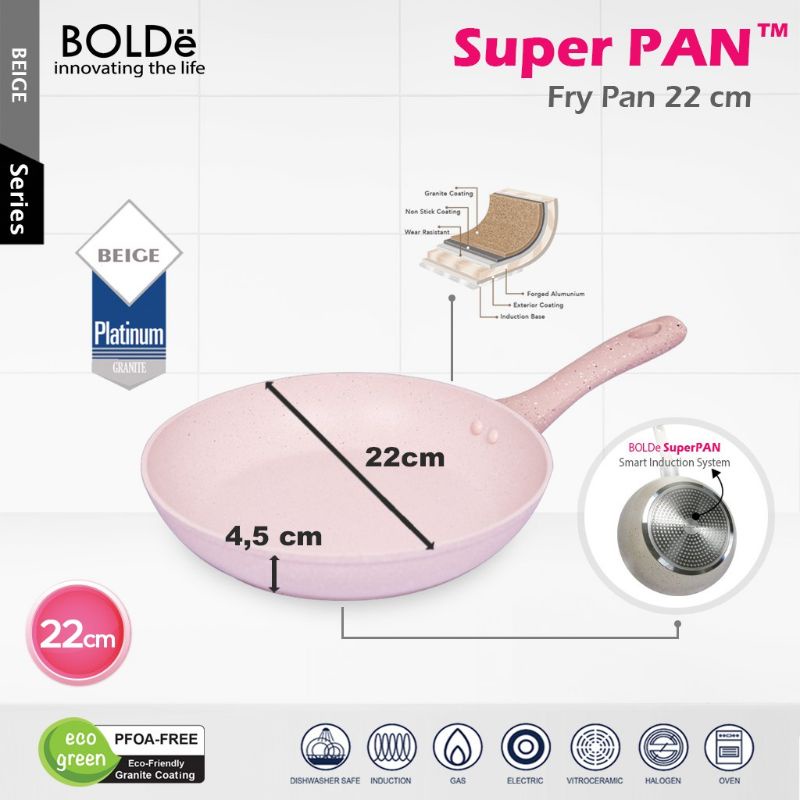 BOLDe Super Pan Penggorengan / Fry Pan 22cm Beige