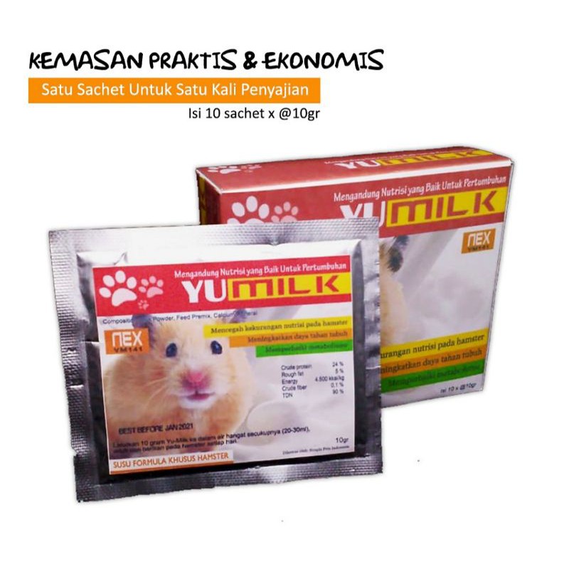 Susu Hamster Yu Milk / Susu Anakan Hamster 1sachet @ 10gr