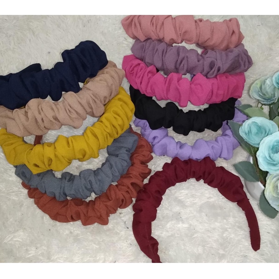 Bando Nagita Slavina/ Bando Korea Premium Murah/BandoHeadband Scrunchie Kerut