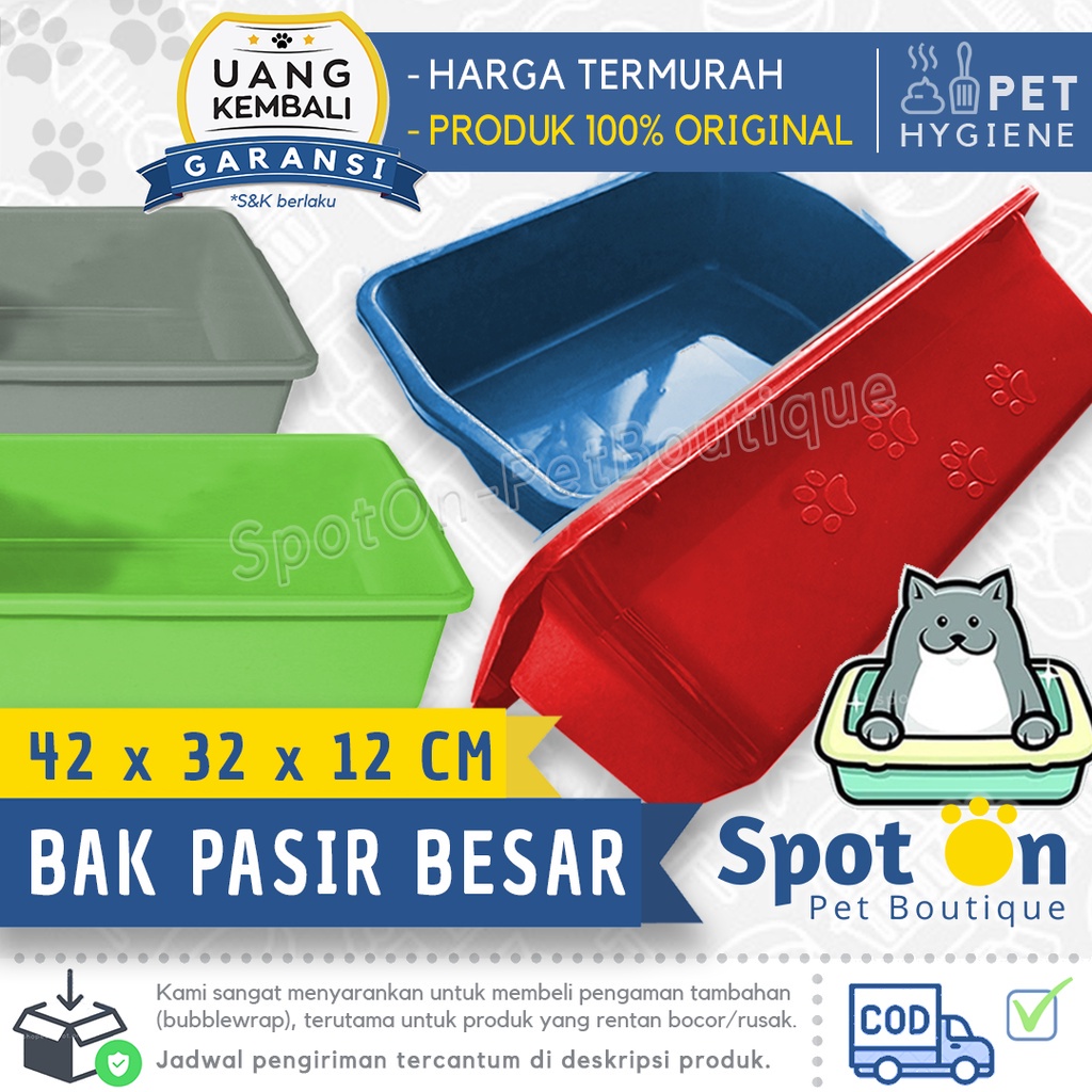 Bak Pasir Kucing Motif Paw Jumbo 52 x 38 x 17 Cm | Bak Pasir Besar Bak Hidroponik | Cat Litter XXL XL L M S