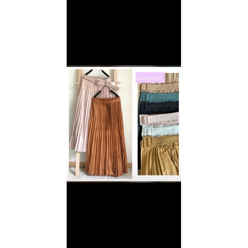 rok plisket suede