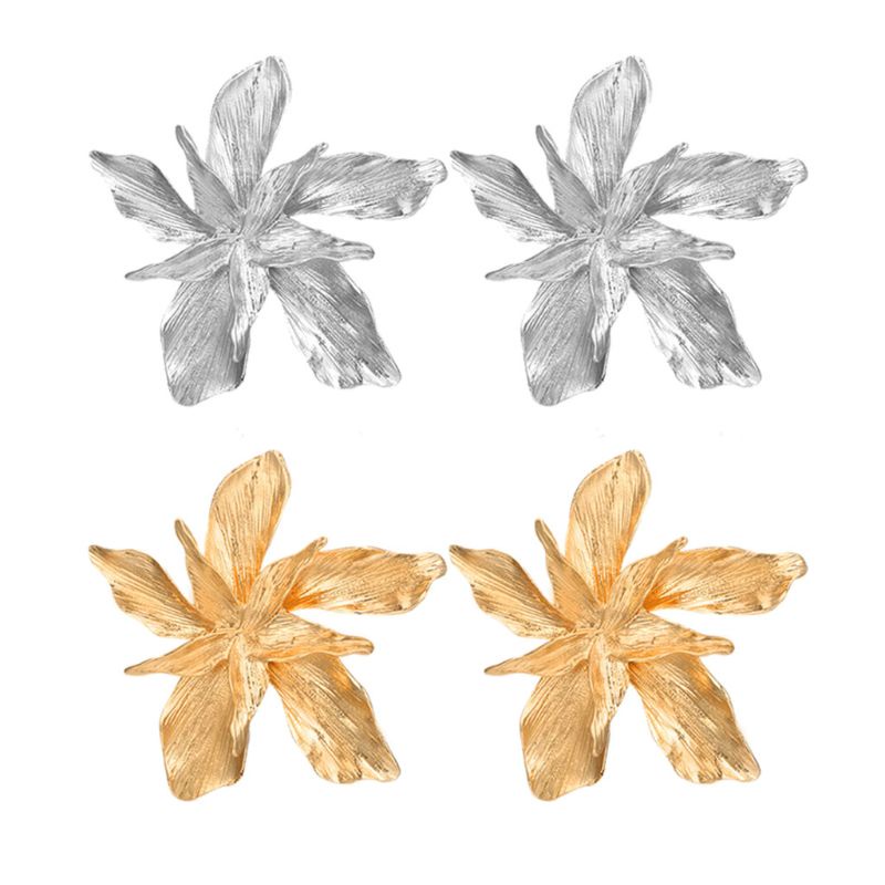 SIY  Metal Big Golden Flower Dangle Drop Earrings Oversize Floral Statement Pendant Earrings For Women Ladies Fashion Jewelry