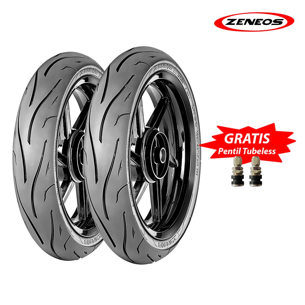 Paket Zeneos Zn 62 / Zn62 ukuran 90/80-17 &amp; 130/60-17 Ban Motor Tubeless