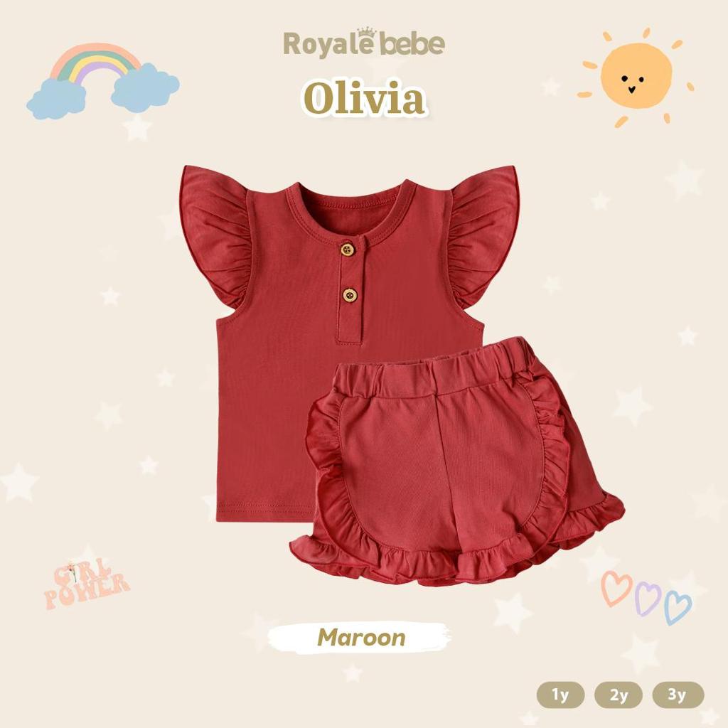 ROYALE BEBE SETELAN OLIVIA SET SETELAN RUFFLE SET ANAK BAYI FASHION PEREMPUAN 1 - 3 TAHUN