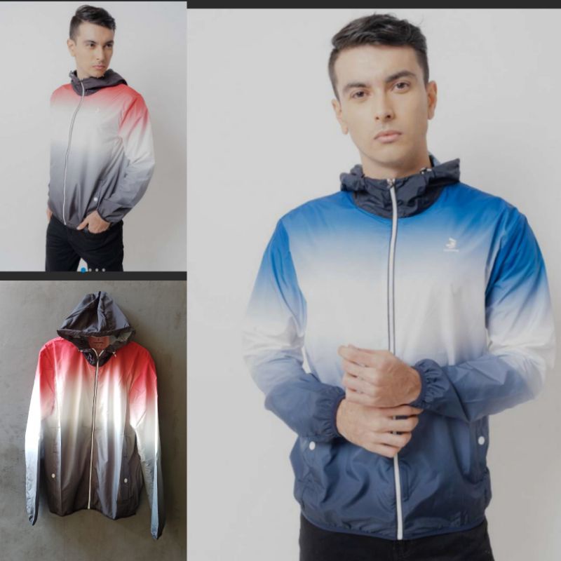 3SECOND JACKET GRADASI WARNA BIRU DAN MERAH ORIGINAL NEW ARRIVAL