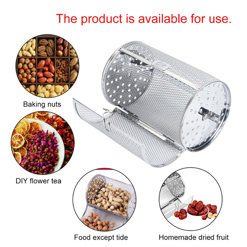 RB Stainless Steel Air Fryer Basket Pemanggang Biji Kopi Kacang Grill Roaster Drum Oven Basket Alat