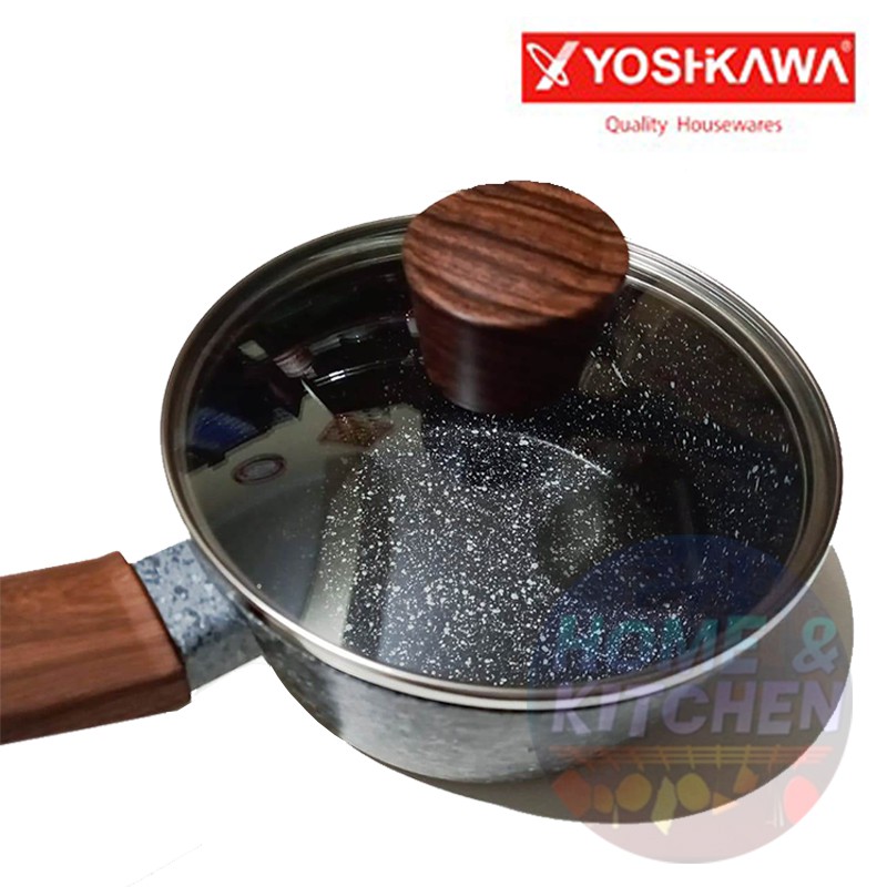 Sauce Pan Marble 14 / 16 / 18 cm GREY Induksi Yoshikawa Panci Ceramic Abu-abu Gray