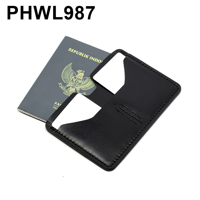 dompet passport simpel kulit sapi asli passport cover hitam - PHWL987