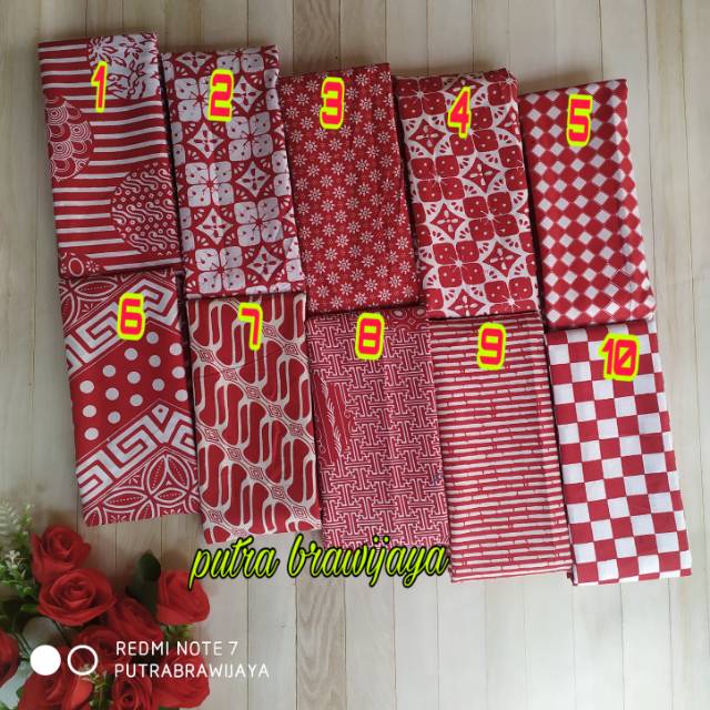 Kain Batik Printing Dasar Merah putih Spesial Imlek Fashion Wanita Putrabrawijaya Batik Pekalongan