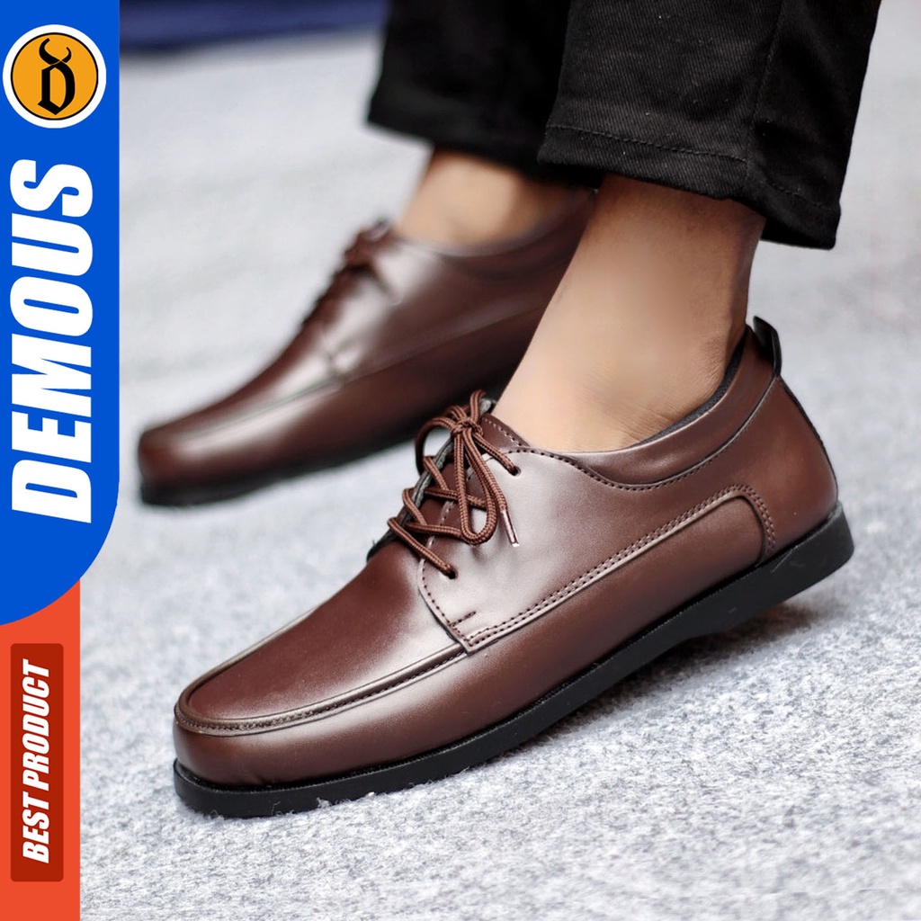 Sepatu Formal Pria Sepatu Casual Pria Kulit Pu Tali Sepatu Pantofel Kerja Kantor Kuliah Kondangan Sepatu Hitam Pria  DEMOUS MONZRE