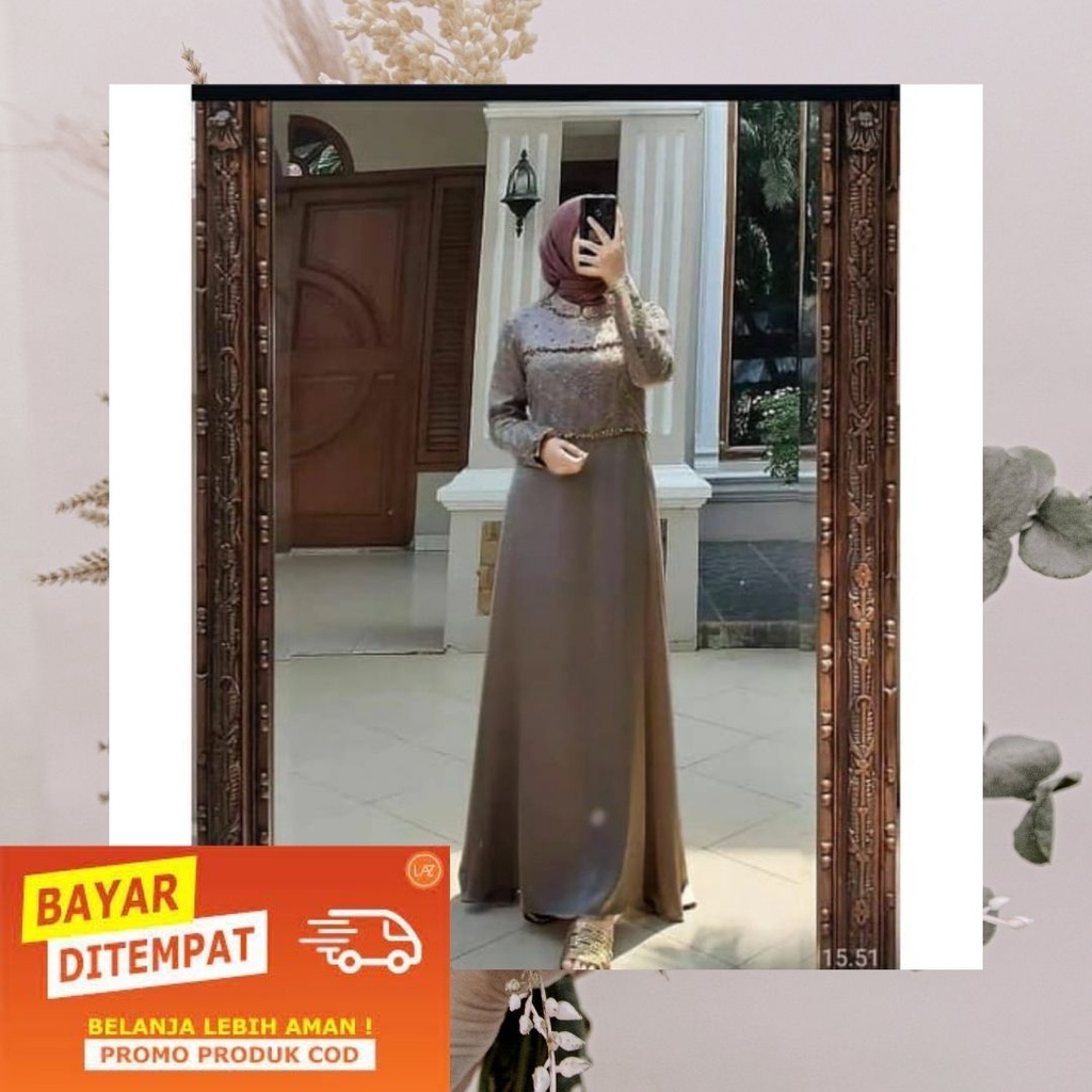 DRESS MUSLIM 2021 // TIARA MAXY GAMIS TERBARU 2021/BAHAN VELVET MIX BRUKAT/AKSEN MUTIARA 3 WARNA/REA