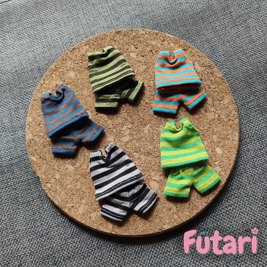 Baju Nendoroid / YMY / OB11 Doll - Set Baju Santai Motif Garis