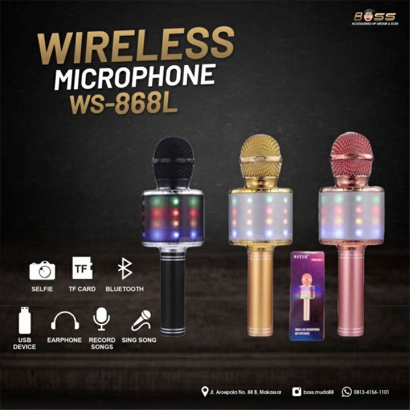 Microfon Karaoke WS 868 Mic Wireless Bluetooth