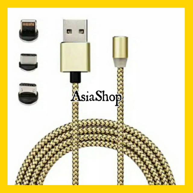 X CABLE / METAL MAGNETIC CABLE / Kabel Magnet 3 in 1(Gold)