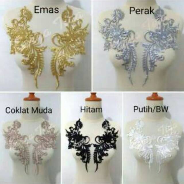 Renda bordir kerah motif bunga