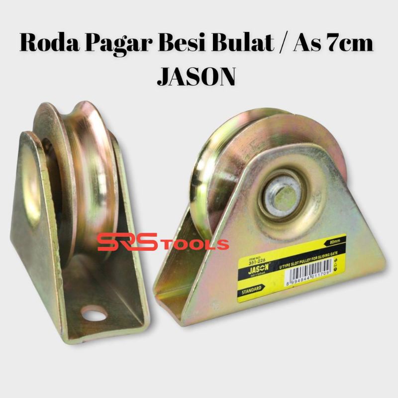 JASON Roda Pagar Besi Bulat 70 mm Bubut Galvanis model U 7 cm As