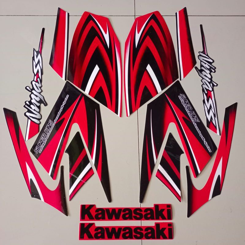(BAYAR DI TEMPAT) Striping Ninja ss 2010 Merah lis stiker standar Ori kawasaki ninja ss merah 2010 s