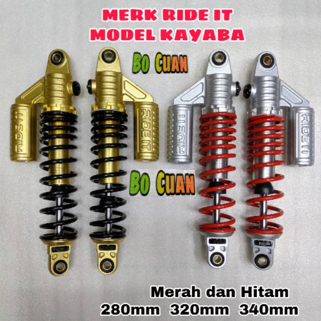 shock kayaba merk ride it kyb 280 320 340 mm belakang supra tiger megapro glpro cb100 cb125 thunder 