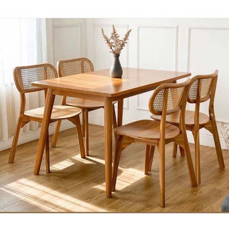 meja makan jati kursi 4