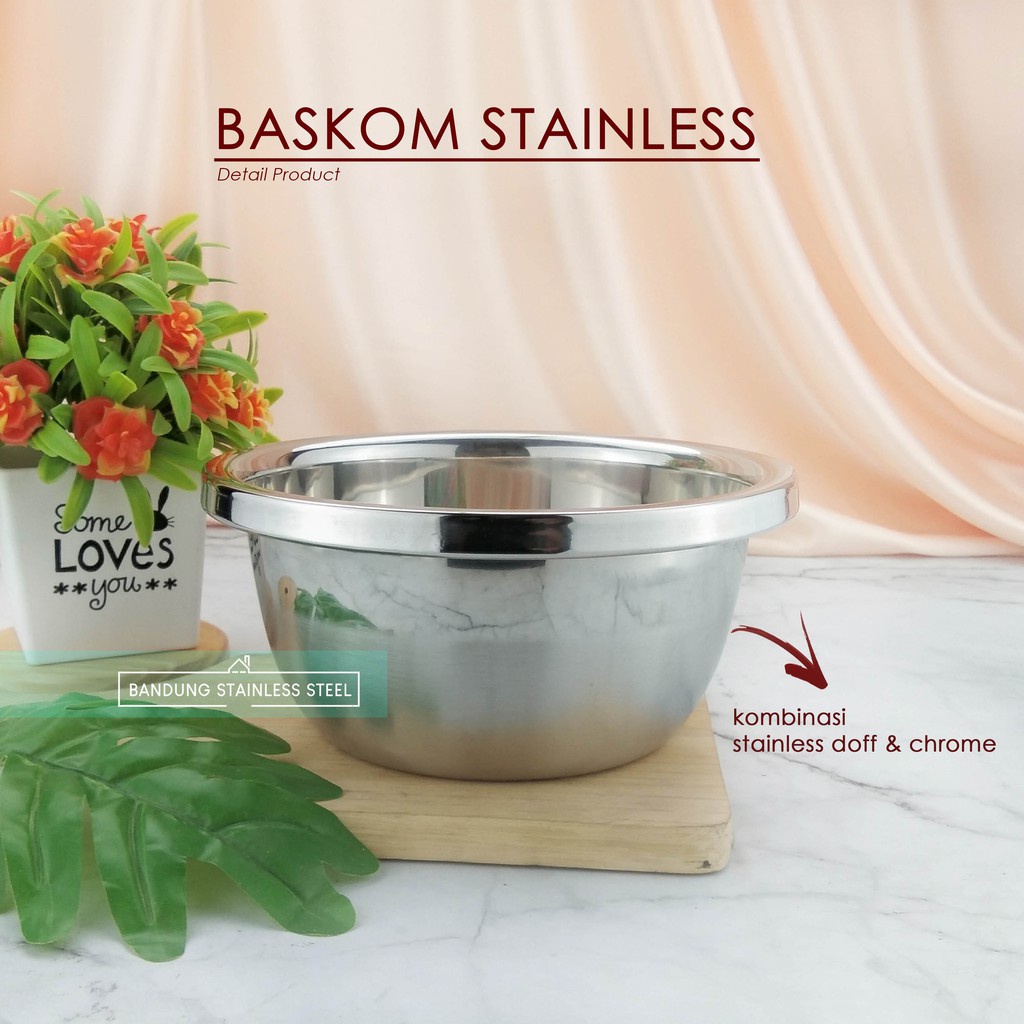 Baskom 36cm tinggi tebal Multi fungsi stainless steel murah wadah