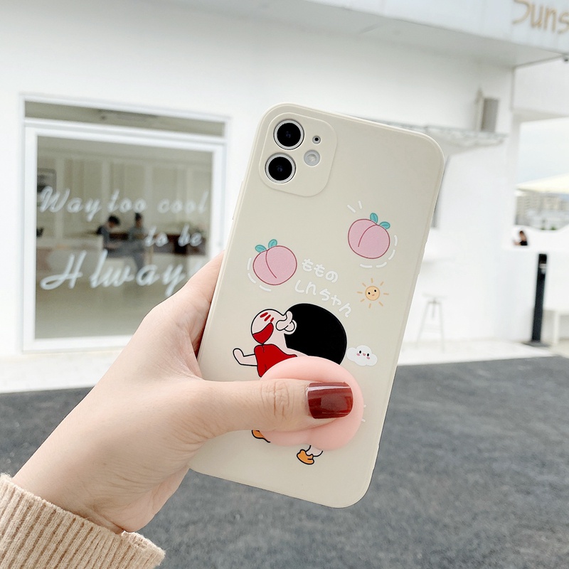 OPPO A95 A16 A94 A74 A54 A1k A15 A15s A7 A5s A12 F7 Reno 5F 4F 4 Cartoon Anime Crayon Shin-Chan Funny Casing Soft Squishy Pinch Peach-7