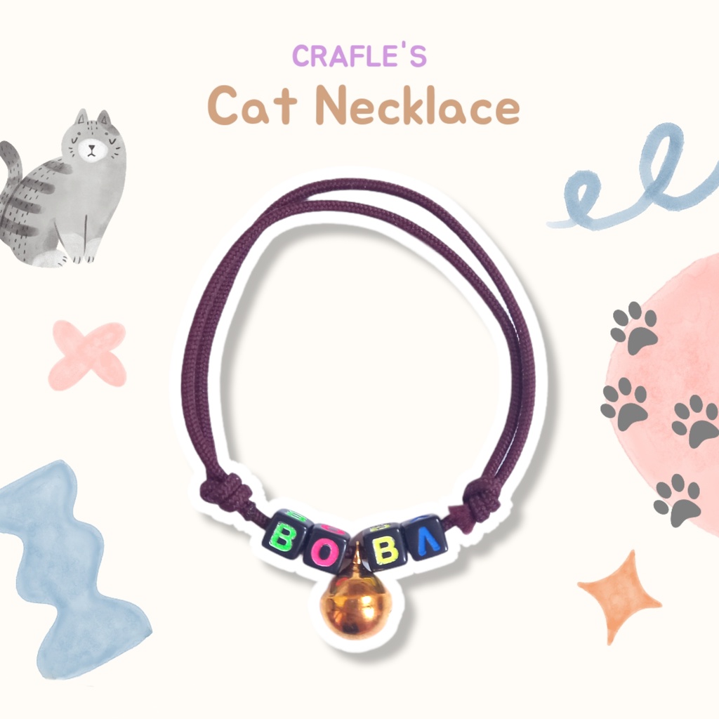 KALUNG KUCING CUSTOM NAMA | CRAFLE'S CAT NECKLACE / KALUNG KUCING ANJING KELINCI CUSTOM NAMA ADJUSTABLE