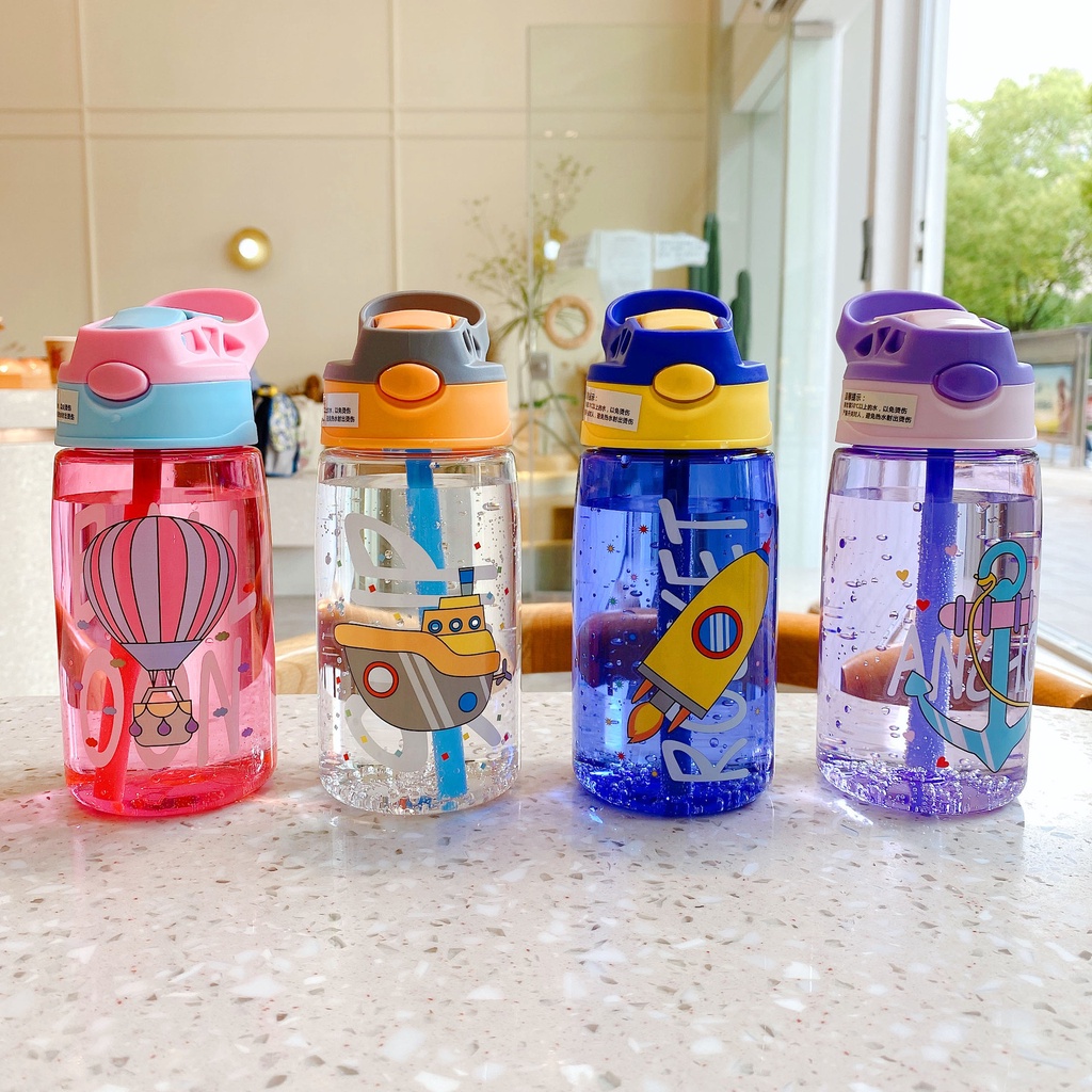 Botol Air Minum Anak Sedotan Motif Lucu Karakter Imut 480ml BPA FREE (2663-038)