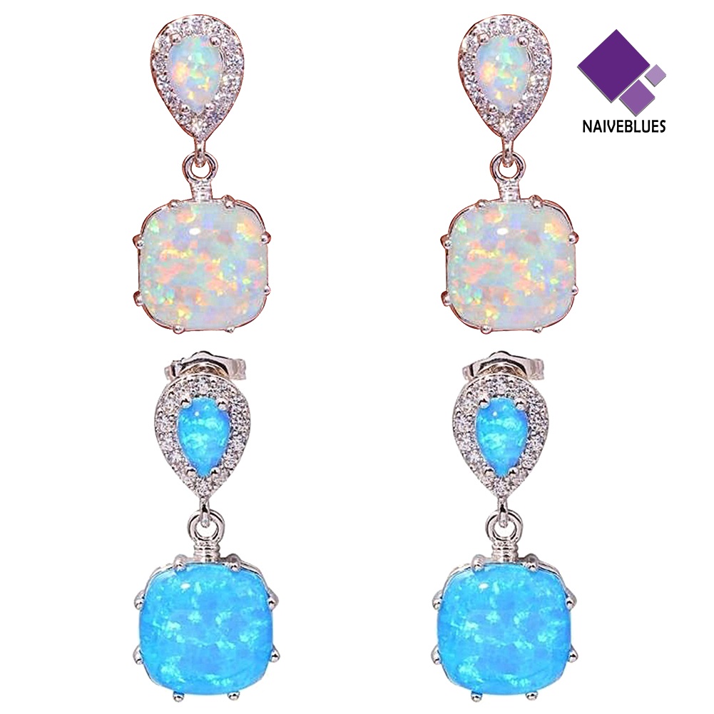 Anting Stud Liontin Opal Inlaid Untuk Aksesoris Perhiasan Wanita