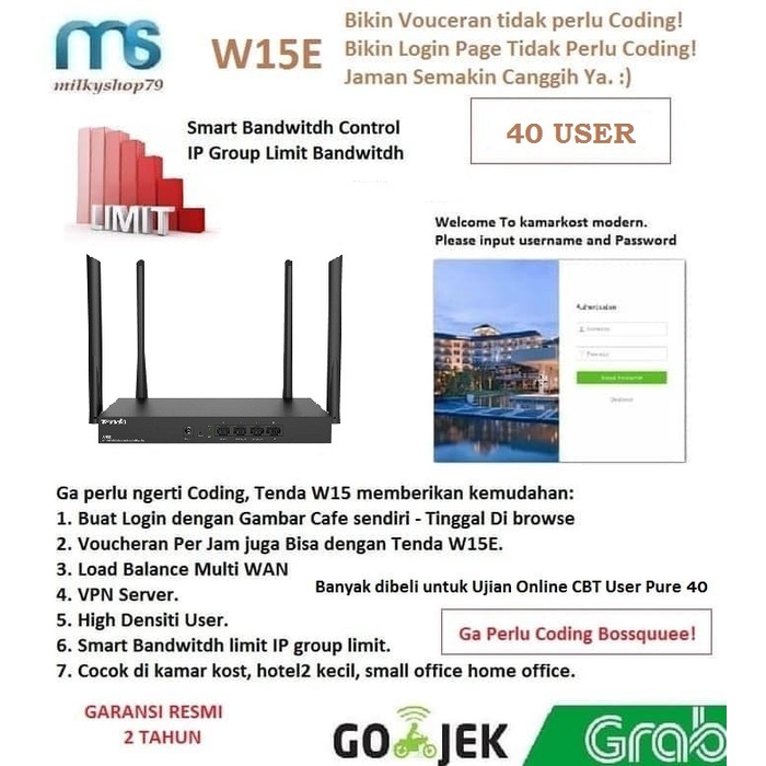 TENDA W15E AC1200 WIRELESS ROUTER HOTSPOT LOAD BALANCE VPN PORTAL