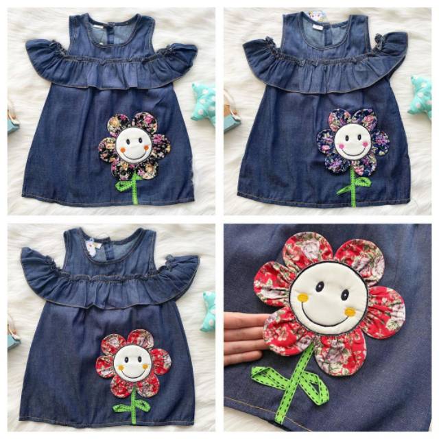 Dress Bayi 6-18 bulan (Jeans Sun Flower)