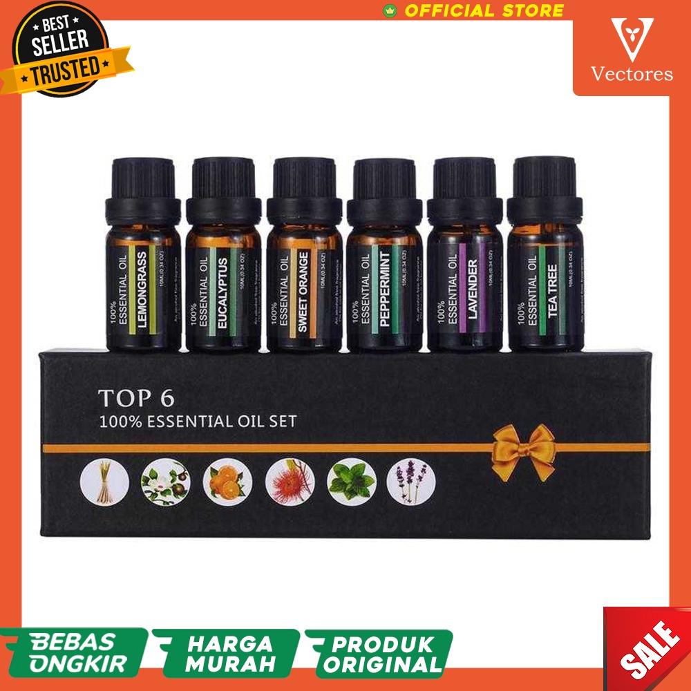 [ORIGINAL] HMS Minyak Aromaterapi Aromatherapy 6pcs Esensial Essential Oil Oils Relaxing Spa Untuk Humidifier Segar 10ml