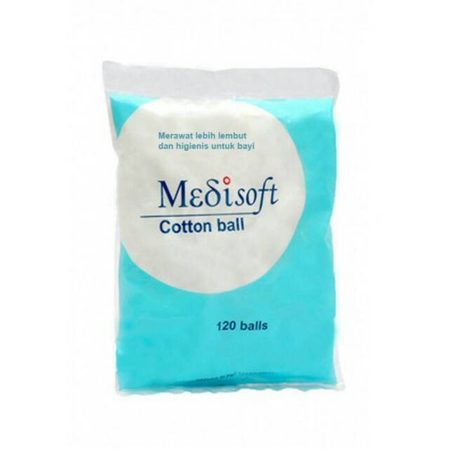 Medisoft Cotton Ball 120 Ball 75 gram (Biru) / 120 gr (Hijau)