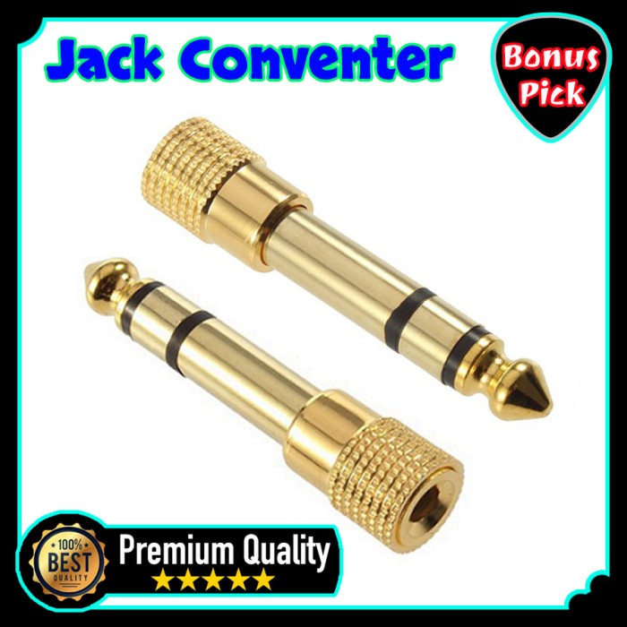 Converter Audio Jack, Adapter Aux 3.5mm ke 6.5mm Gold High Quality