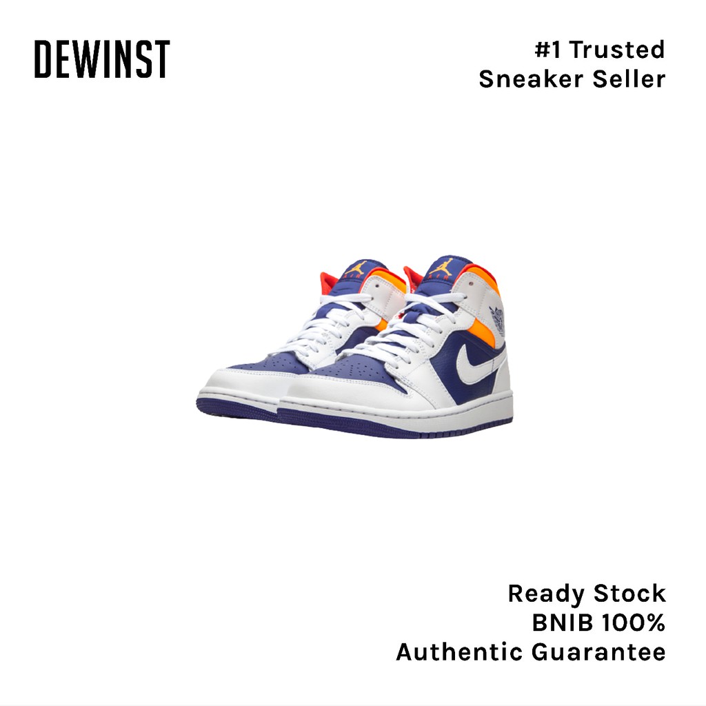 AIR JORDAN 1 MID "Royal Blue Laser Orange" BNIB RESMI ORIGINAL